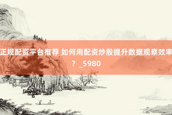 正规配资平台推荐 如何用配资炒股提升数据观察效率？_5980