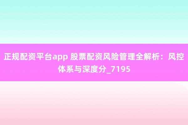 正规配资平台app 股票配资风险管理全解析：风控体系与深度分_7195