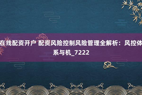 在线配资开户 配资风险控制风险管理全解析：风控体系与机_7222