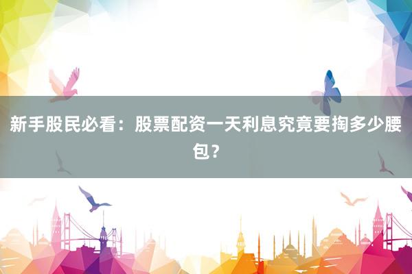 新手股民必看：股票配资一天利息究竟要掏多少腰包？