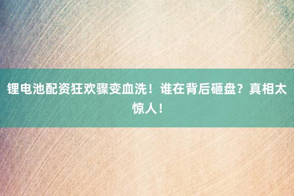 锂电池配资狂欢骤变血洗！谁在背后砸盘？真相太惊人！