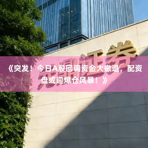 《突发！今日A股回调资金大撤退，配资盘或迎爆仓风暴！》