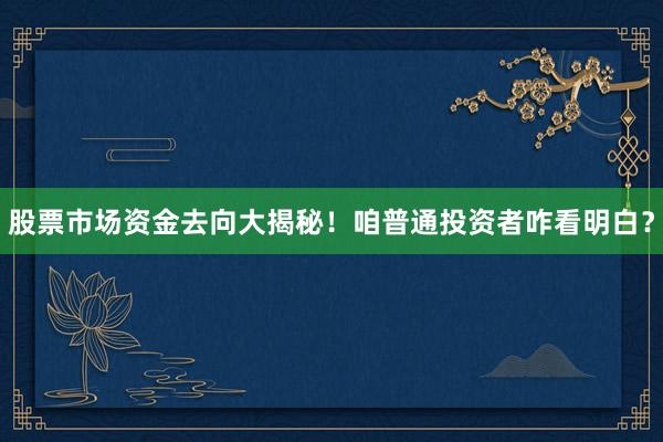 股票市场资金去向大揭秘！咱普通投资者咋看明白？