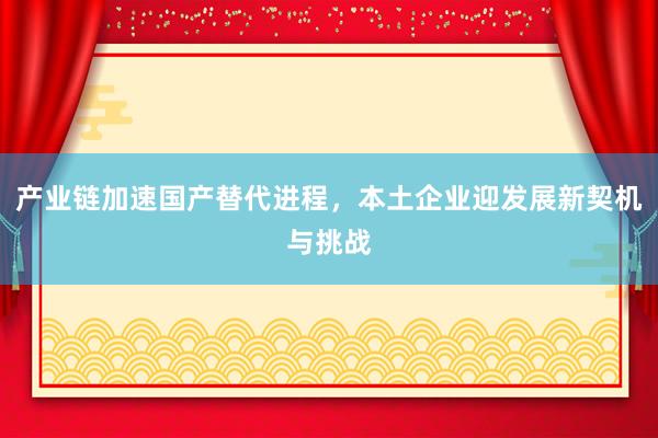 产业链加速国产替代进程，本土企业迎发展新契机与挑战
